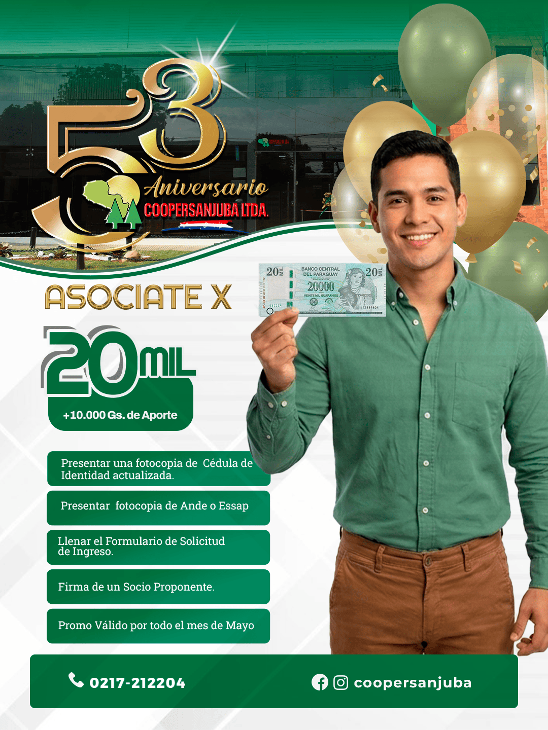 Asociate por 20 mil - 53 Aniversario Coopersanjuba